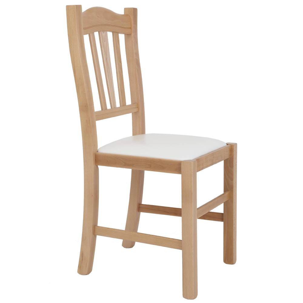 Scaun Silvana - cadru natur - imitatie piele alb - 21894