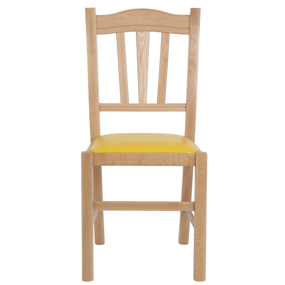 Scaun Silvana - cadru natur - imitatie piele galben - 22168 Scaun Silvana - cadru natur - imitatie piele galben - 22168