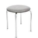 Taburet Sofia - cadru cromat - imitatie piele gri - 62019