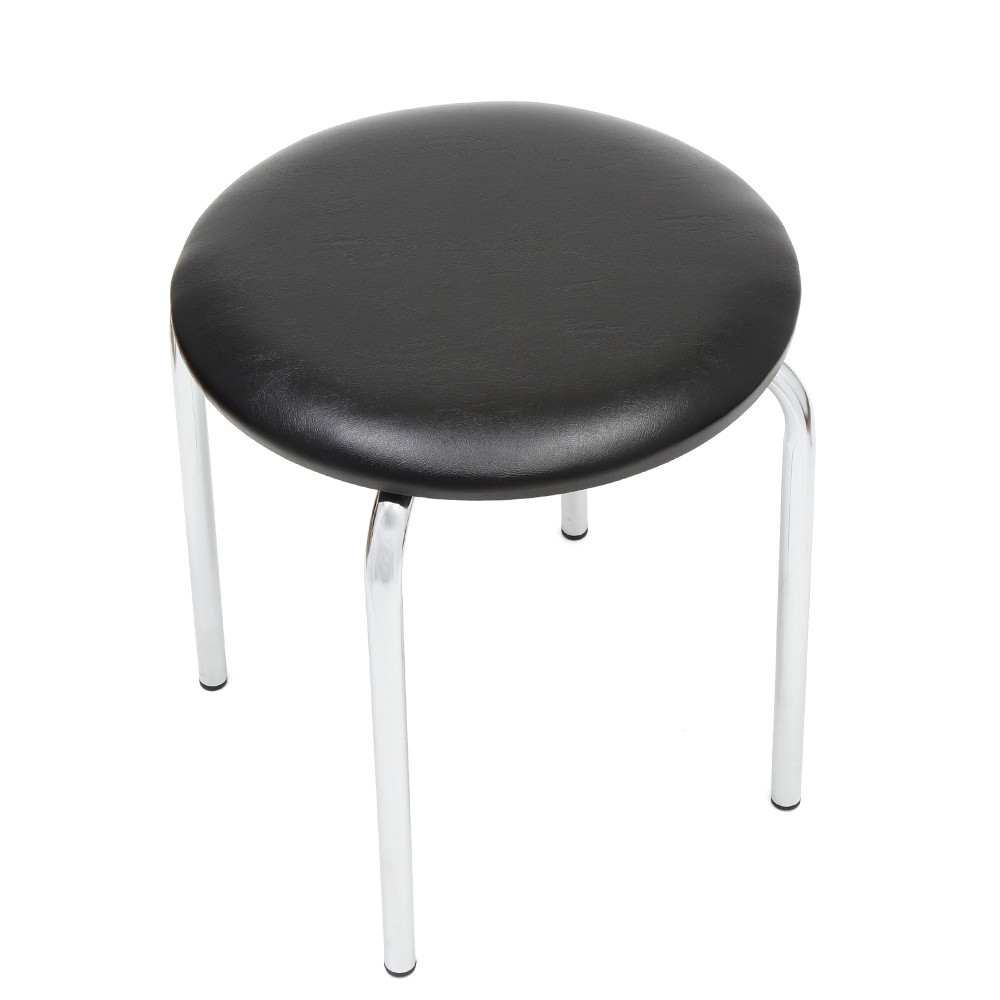 Taburet Sofia - cadru cromat - imitatie piele negru - 21901 Taburet Sofia - cadru cromat - imitatie piele negru - 21901