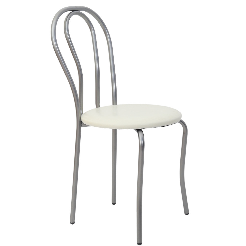 Scaun Tulip - cadru aluminiu - imitatie piele alb - 21894 Scaun Tulip - cadru aluminiu - imitatie piele alb - 21894