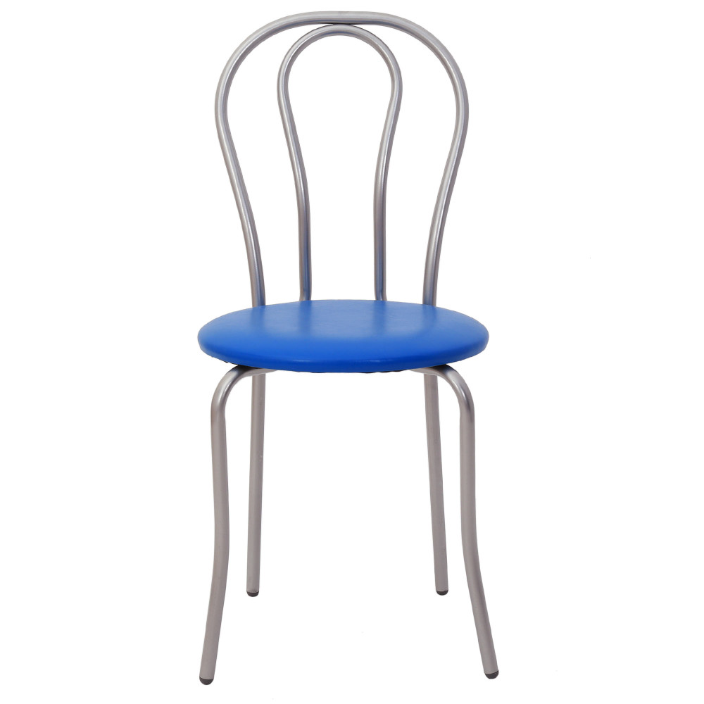 Scaun Tulip - cadru aluminiu - imitatie piele albastru - 21898 Scaun Tulip - cadru aluminiu - imitatie piele albastru - 21898