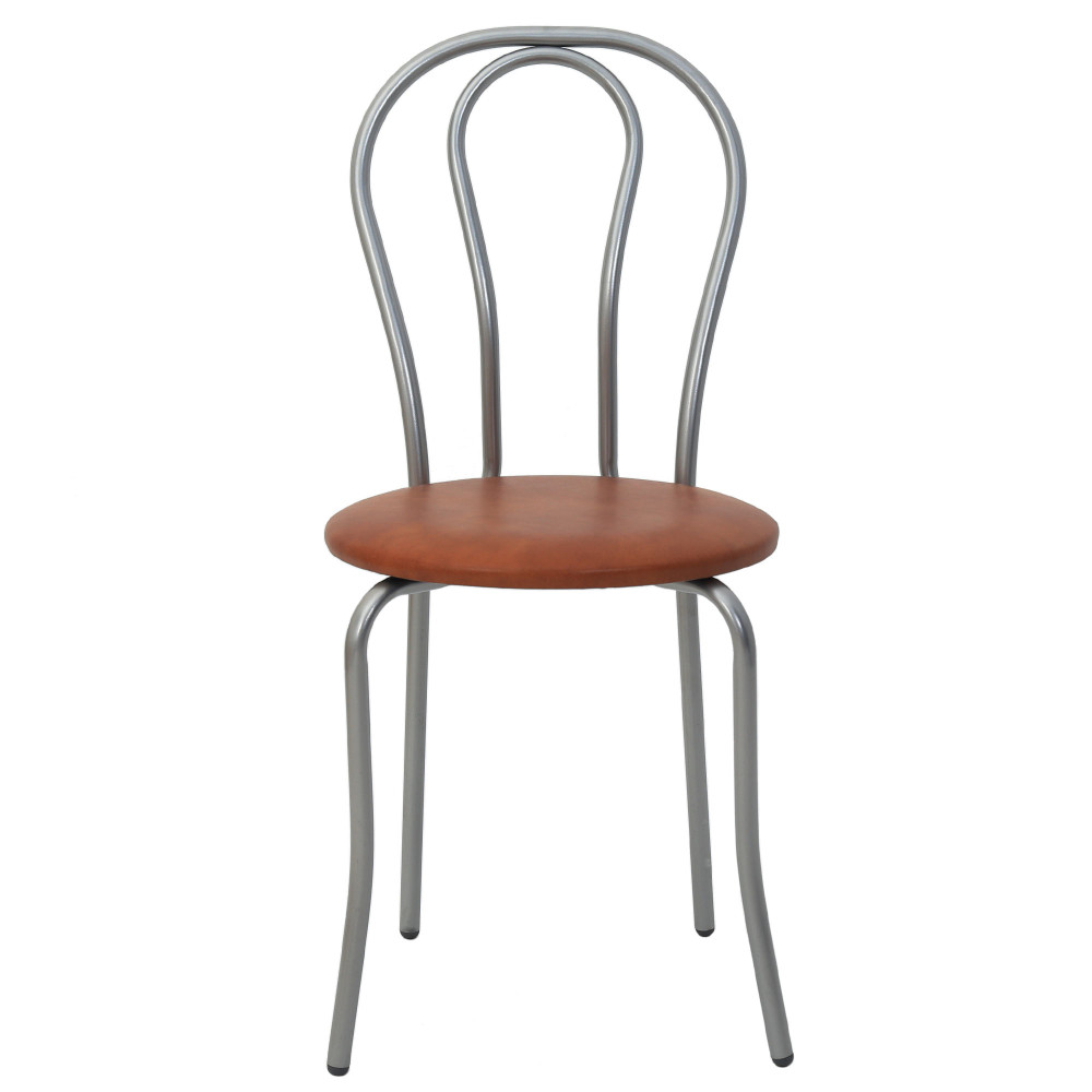 Scaun Tulip - cadru aluminiu - imitatie piele coniac - 8070 Scaun Tulip - cadru aluminiu - imitatie piele coniac - 8070