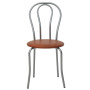 Scaun Tulip - cadru aluminiu - imitatie piele coniac - 8070 Scaun Tulip - cadru aluminiu - imitatie piele coniac - 8070