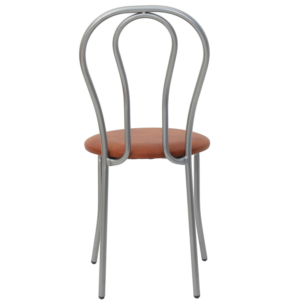 Scaun Tulip - cadru aluminiu - imitatie piele coniac - 8070 Scaun Tulip - cadru aluminiu - imitatie piele coniac - 8070