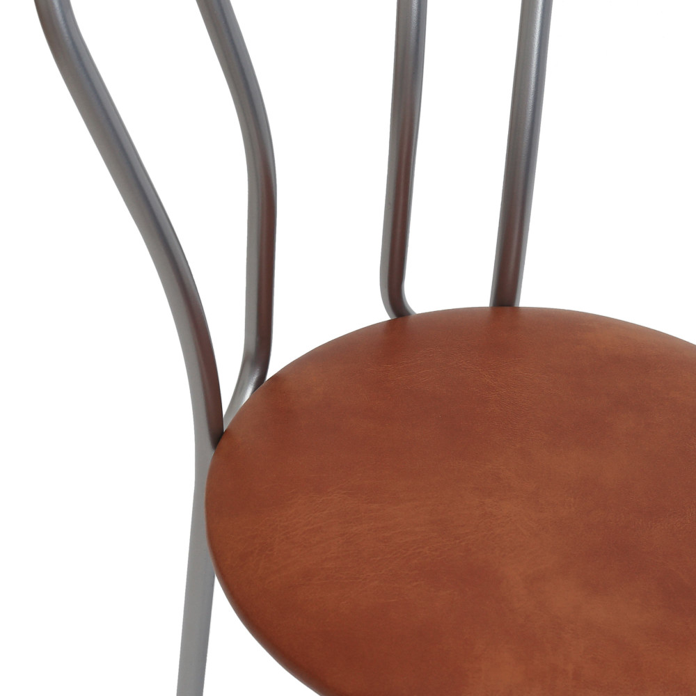 Scaun Tulip - cadru aluminiu - imitatie piele coniac - 8070 Scaun Tulip - cadru aluminiu - imitatie piele coniac - 8070