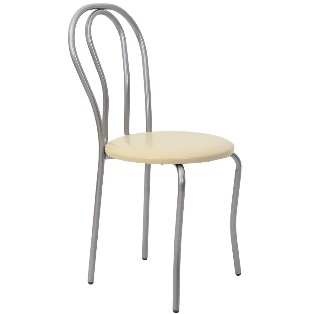Scaun Tulip - cadru aluminiu - imitatie piele crem - 21834 Scaun Tulip - cadru aluminiu - imitatie piele crem - 21834