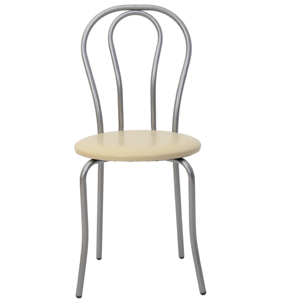 Scaun Tulip - cadru aluminiu - imitatie piele crem - 21834 Scaun Tulip - cadru aluminiu - imitatie piele crem - 21834