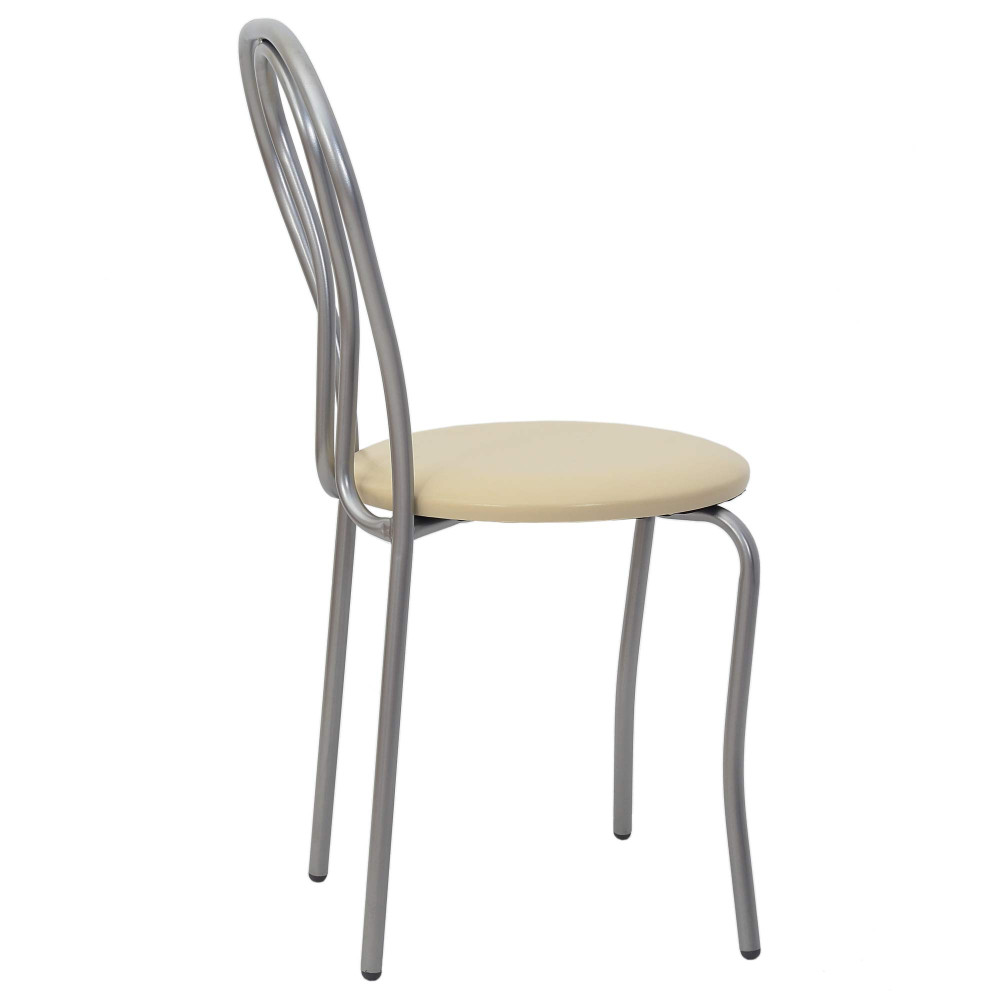 Scaun Tulip - cadru aluminiu - imitatie piele crem - 21834 Scaun Tulip - cadru aluminiu - imitatie piele crem - 21834