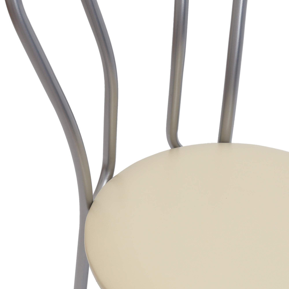 Scaun Tulip - cadru aluminiu - imitatie piele crem - 21834 Scaun Tulip - cadru aluminiu - imitatie piele crem - 21834