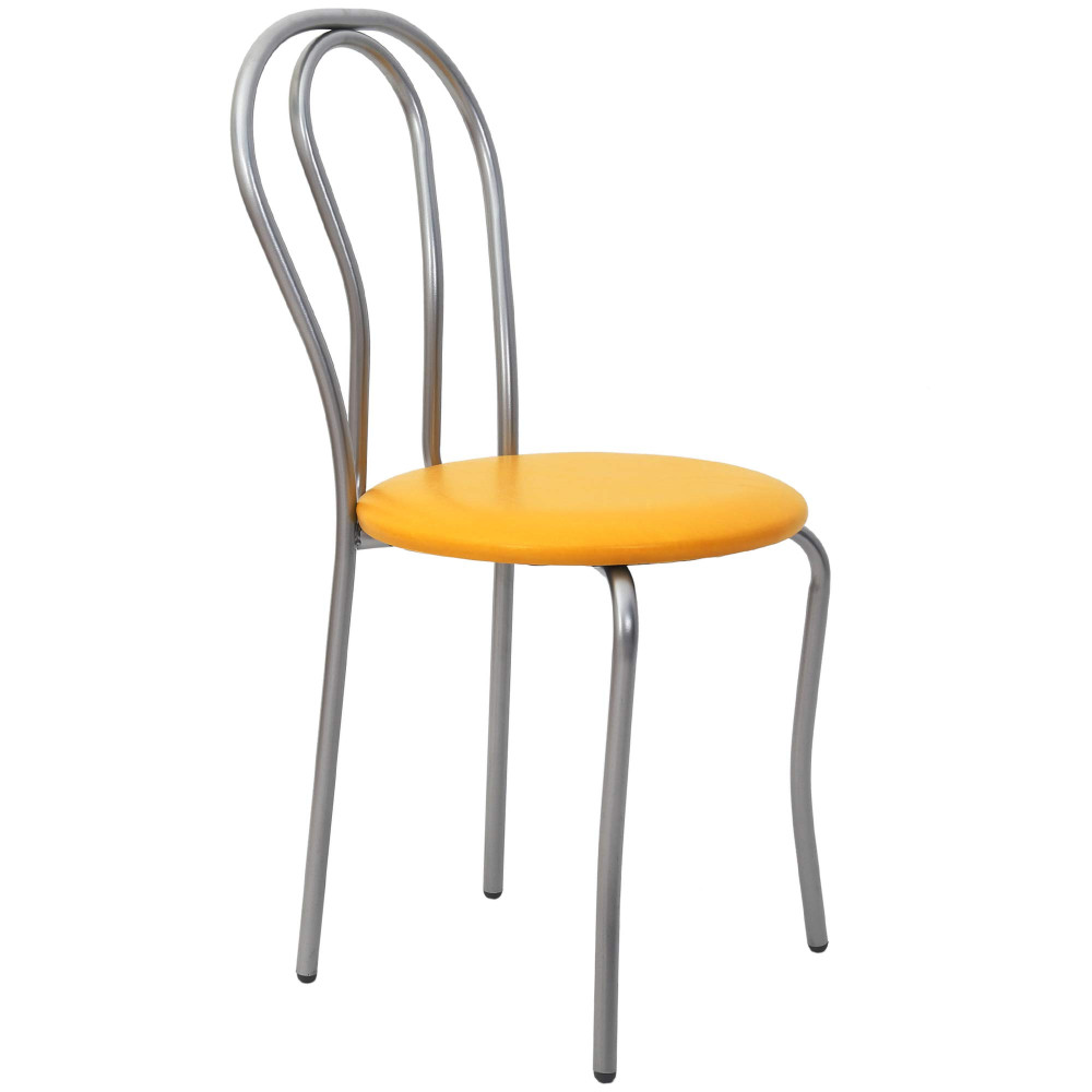 Scaun Tulip - cadru aluminiu - imitatie piele galben - 22168 Scaun Tulip - cadru aluminiu - imitatie piele galben - 22168