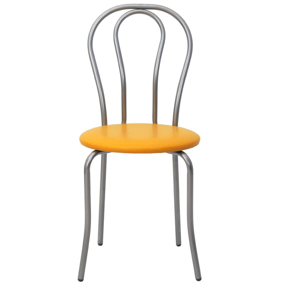 Scaun Tulip - cadru aluminiu - imitatie piele galben - 22168 Scaun Tulip - cadru aluminiu - imitatie piele galben - 22168
