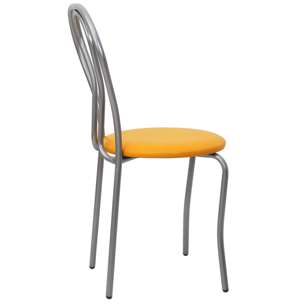 Scaun Tulip - cadru aluminiu - imitatie piele galben - 22168 Scaun Tulip - cadru aluminiu - imitatie piele galben - 22168