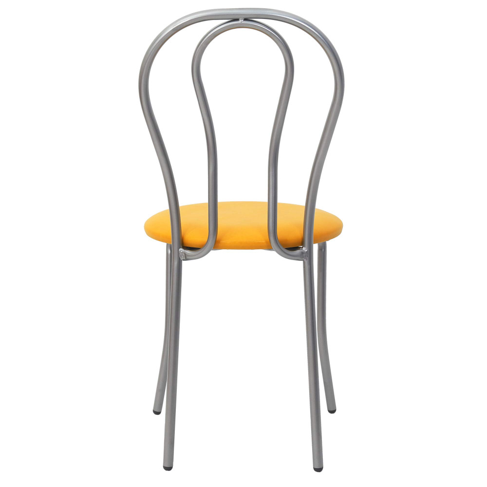 Scaun Tulip - cadru aluminiu - imitatie piele galben - 22168 Scaun Tulip - cadru aluminiu - imitatie piele galben - 22168