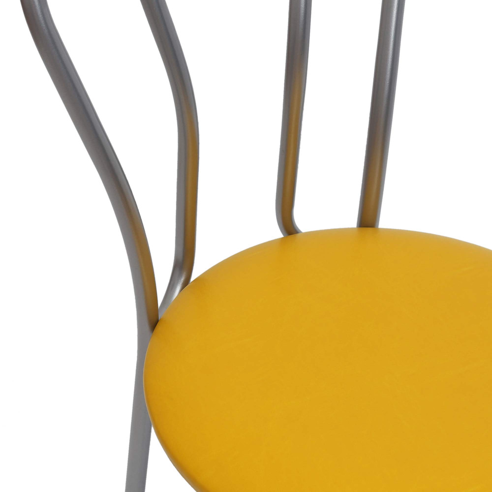 Scaun Tulip - cadru aluminiu - imitatie piele galben - 22168 Scaun Tulip - cadru aluminiu - imitatie piele galben - 22168