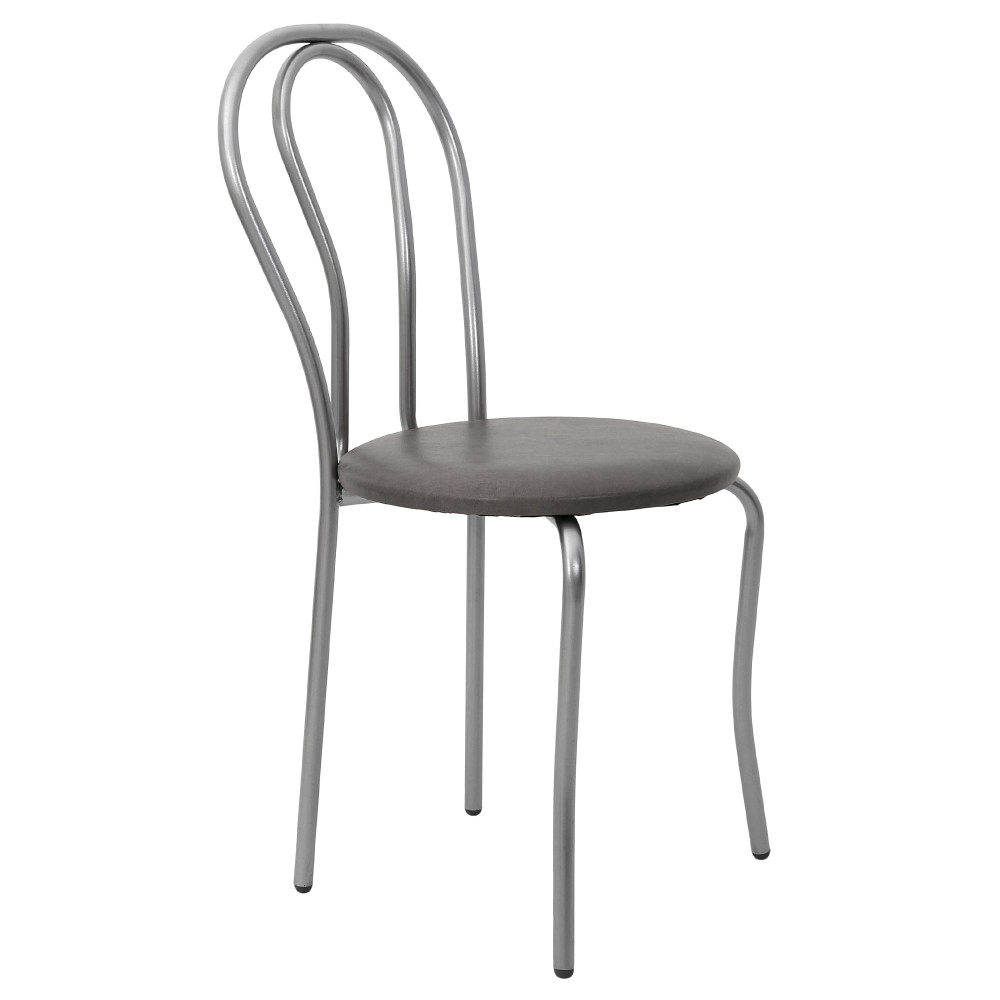 Scaun Tulip - cadru aluminiu - imitatie piele gri - 62019 Scaun Tulip - cadru aluminiu - imitatie piele gri - 62019