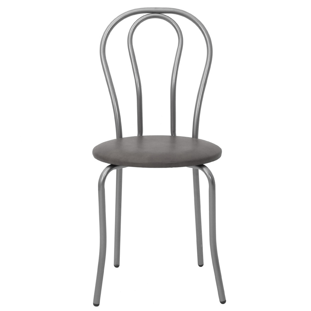 Scaun Tulip - cadru aluminiu - imitatie piele gri - 62019 Scaun Tulip - cadru aluminiu - imitatie piele gri - 62019