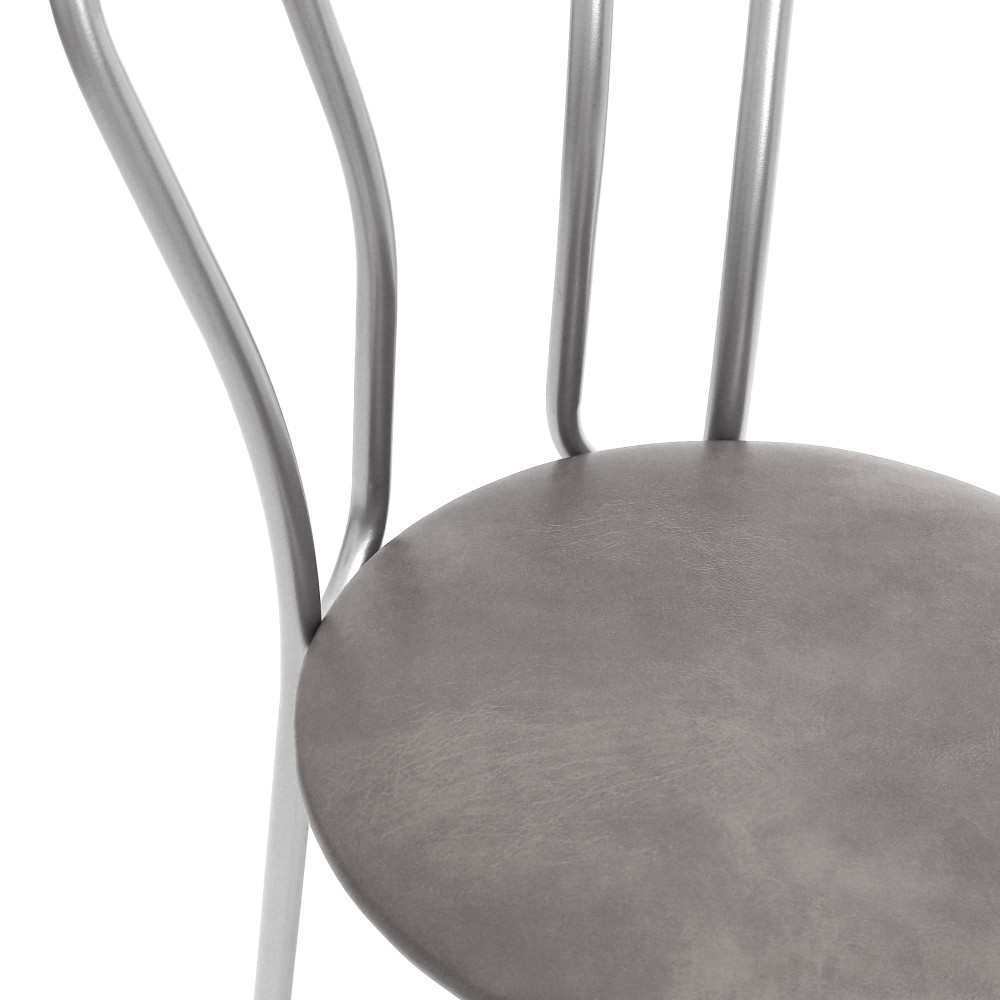 Scaun Tulip - cadru aluminiu - imitatie piele gri - 62019 Scaun Tulip - cadru aluminiu - imitatie piele gri - 62019