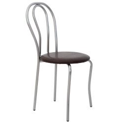 Scaun Tulip - cadru aluminiu - imitatie piele maro - 15611 Scaun Tulip - cadru aluminiu - imitatie piele maro - 15611