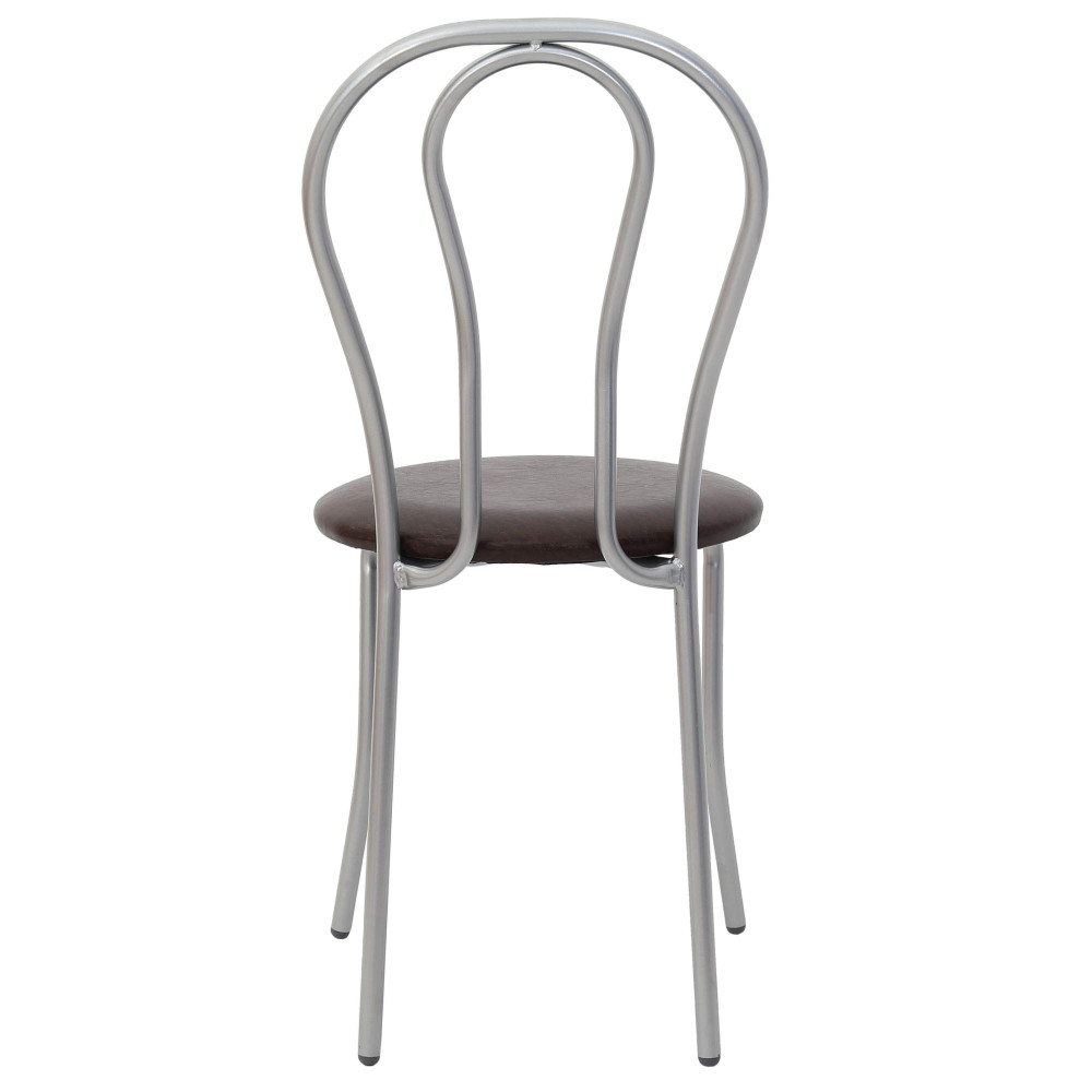 Scaun Tulip - cadru aluminiu - imitatie piele maro - 15611 Scaun Tulip - cadru aluminiu - imitatie piele maro - 15611