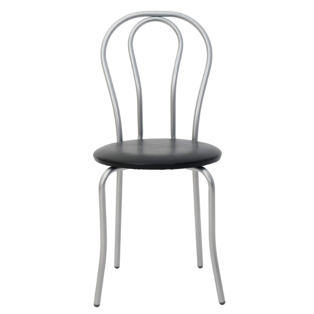 Scaun Tulip - cadru aluminiu - imitatie piele negru - 21901 Scaun Tulip - cadru aluminiu - imitatie piele negru - 21901