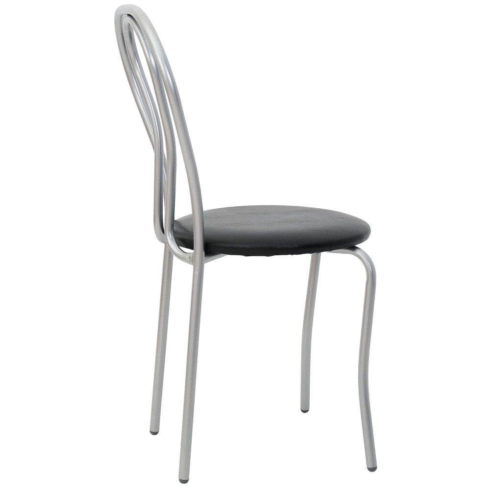 Scaun Tulip - cadru aluminiu - imitatie piele negru - 21901 Scaun Tulip - cadru aluminiu - imitatie piele negru - 21901