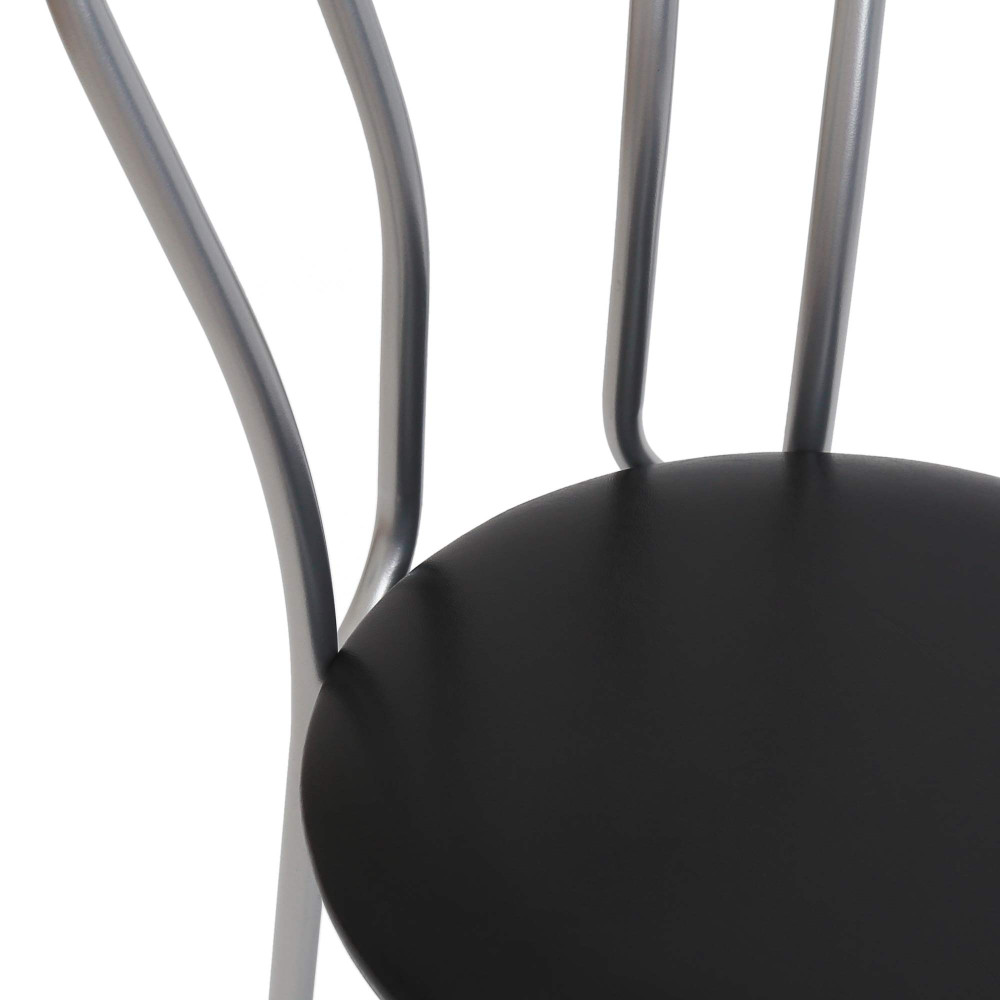 Scaun Tulip - cadru aluminiu - imitatie piele negru - 21901 Scaun Tulip - cadru aluminiu - imitatie piele negru - 21901