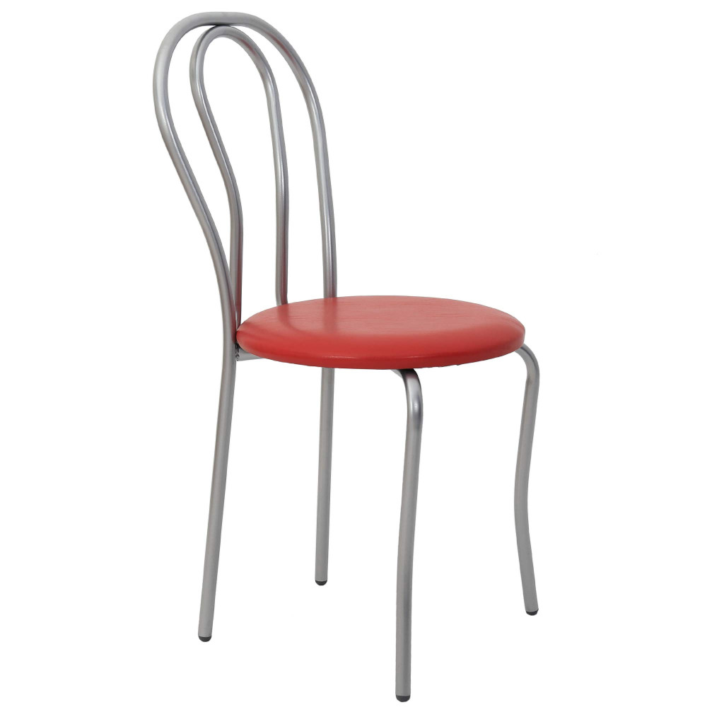 Scaun Tulip - cadru aluminiu - imitatie piele rosu - 21900 Scaun Tulip - cadru aluminiu - imitatie piele rosu - 21900