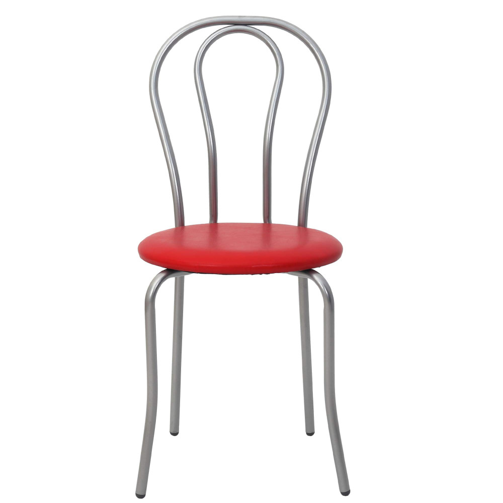 Scaun Tulip - cadru aluminiu - imitatie piele rosu - 21900 Scaun Tulip - cadru aluminiu - imitatie piele rosu - 21900