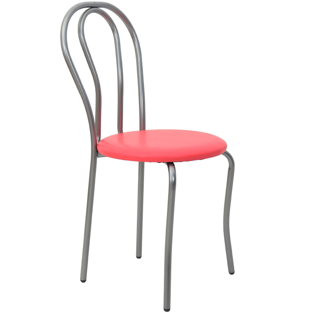 Scaun Tulip - cadru aluminiu - imitatie piele roz - 21896 Scaun Tulip - cadru aluminiu - imitatie piele roz - 21896