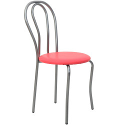 Scaun Tulip - cadru aluminiu - imitatie piele roz - 21896 Scaun Tulip - cadru aluminiu - imitatie piele roz - 21896