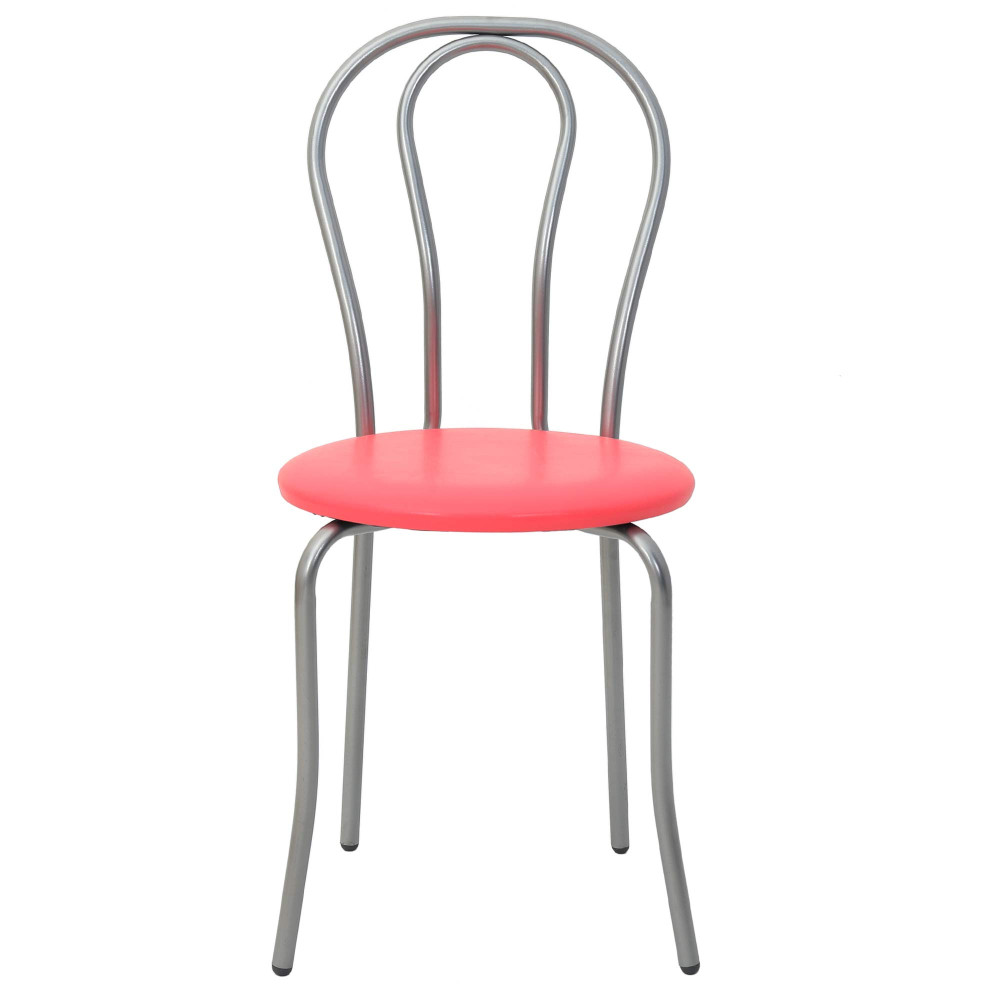 Scaun Tulip - cadru aluminiu - imitatie piele roz - 21896 Scaun Tulip - cadru aluminiu - imitatie piele roz - 21896