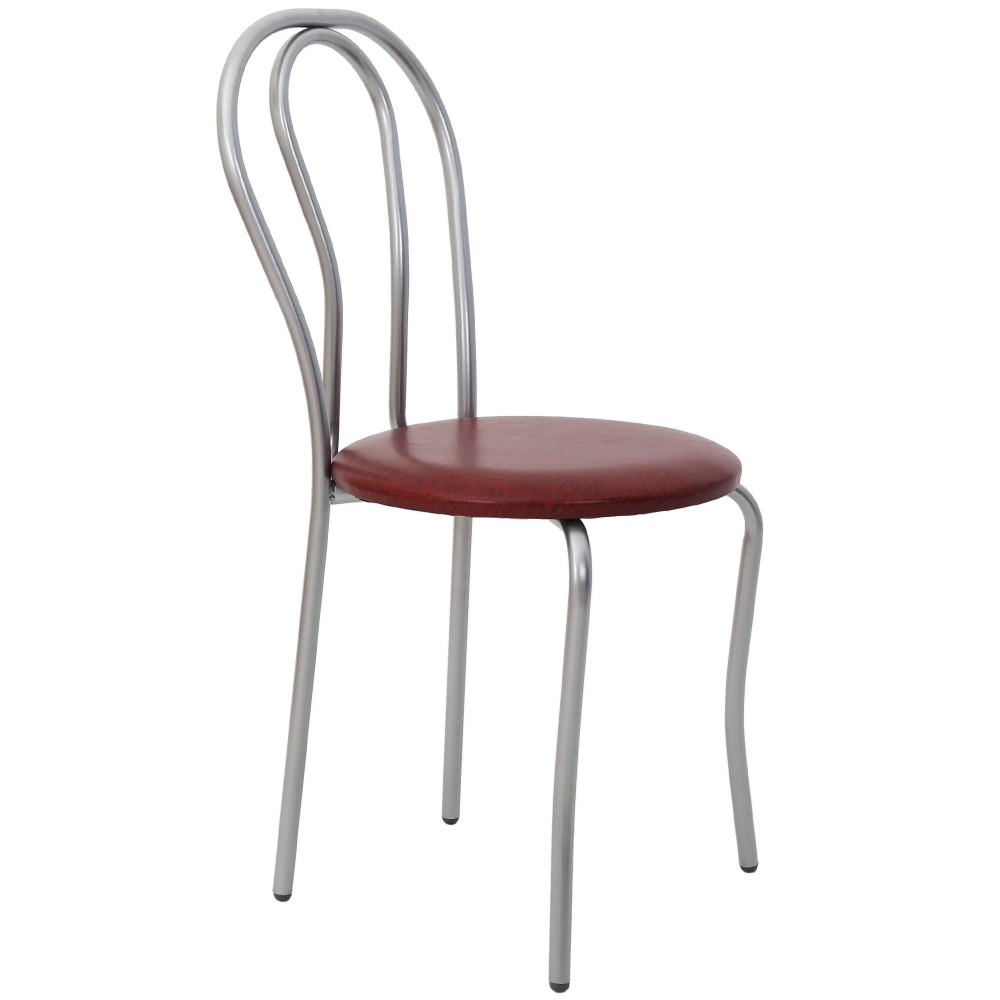 Scaun Tulip - cadru aluminiu - imitatie piele bordo - 21902 Scaun Tulip - cadru aluminiu - imitatie piele bordo - 21902