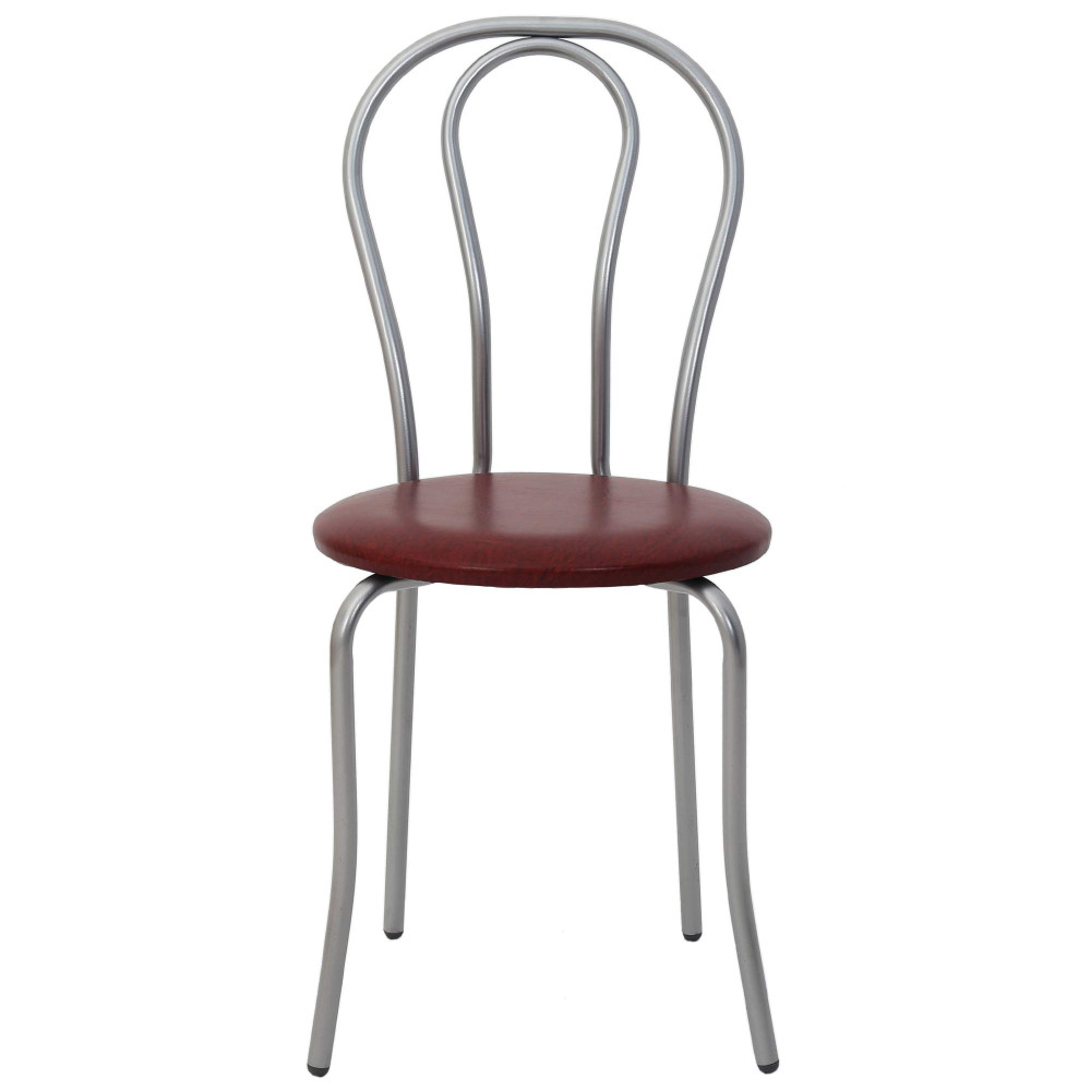 Scaun Tulip - cadru aluminiu - imitatie piele bordo - 21902 Scaun Tulip - cadru aluminiu - imitatie piele bordo - 21902