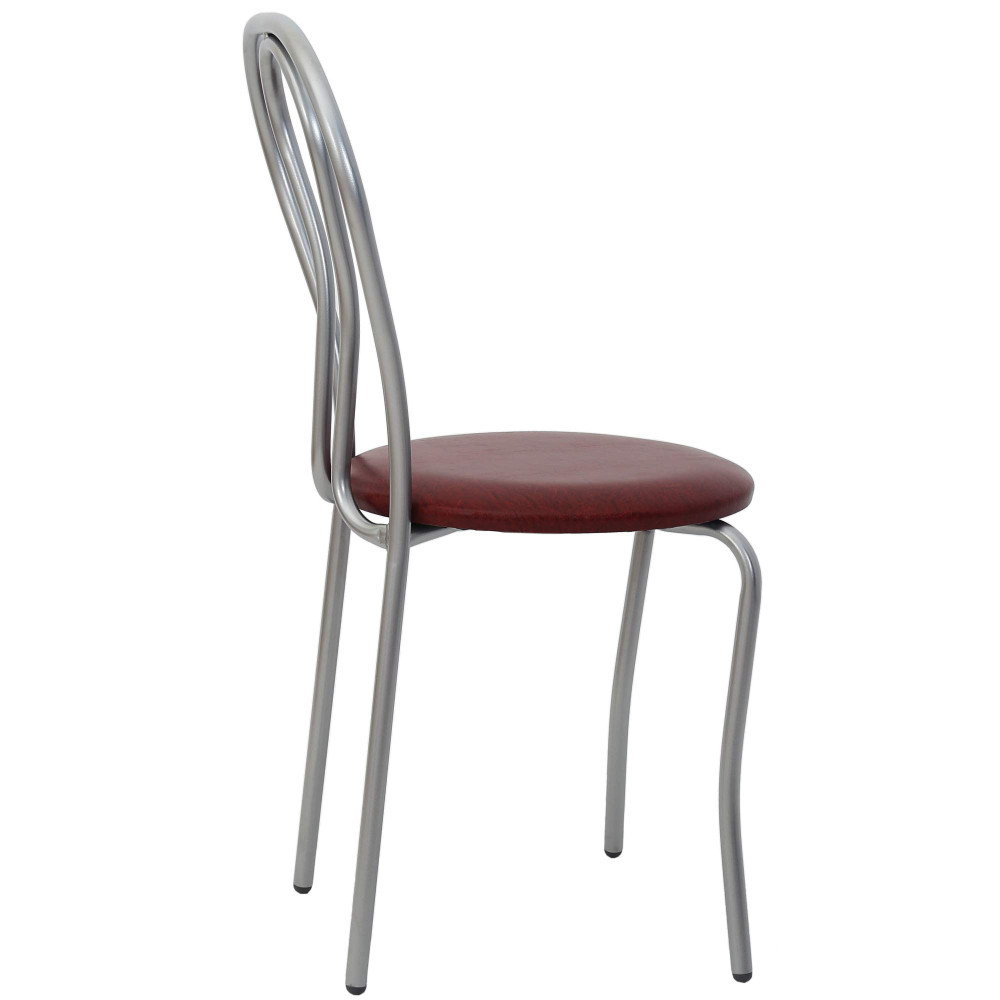 Scaun Tulip - cadru aluminiu - imitatie piele bordo - 21902 Scaun Tulip - cadru aluminiu - imitatie piele bordo - 21902
