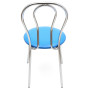 Scaun Tulip - cadru cromat - imitatie piele albastru - 21898 Scaun Tulip - cadru cromat - imitatie piele albastru - 21898