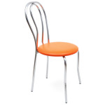Scaun Tulip - cadru cromat - imitatie piele portocaliu - 21895