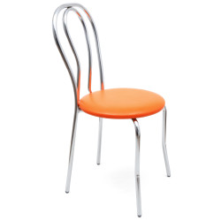 Scaun Tulip - cadru cromat - imitatie piele portocaliu - 21895 Scaun Tulip - cadru cromat - imitatie piele portocaliu - 21895