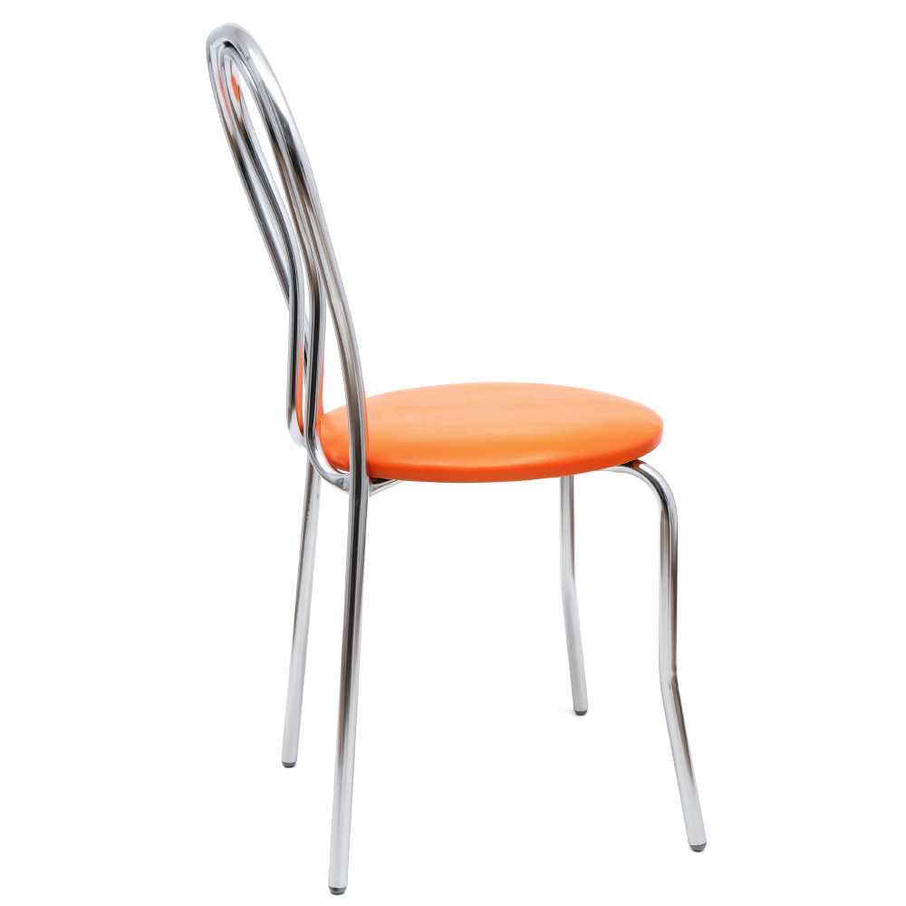 Scaun Tulip - cadru cromat - imitatie piele portocaliu - 21895 Scaun Tulip - cadru cromat - imitatie piele portocaliu - 21895