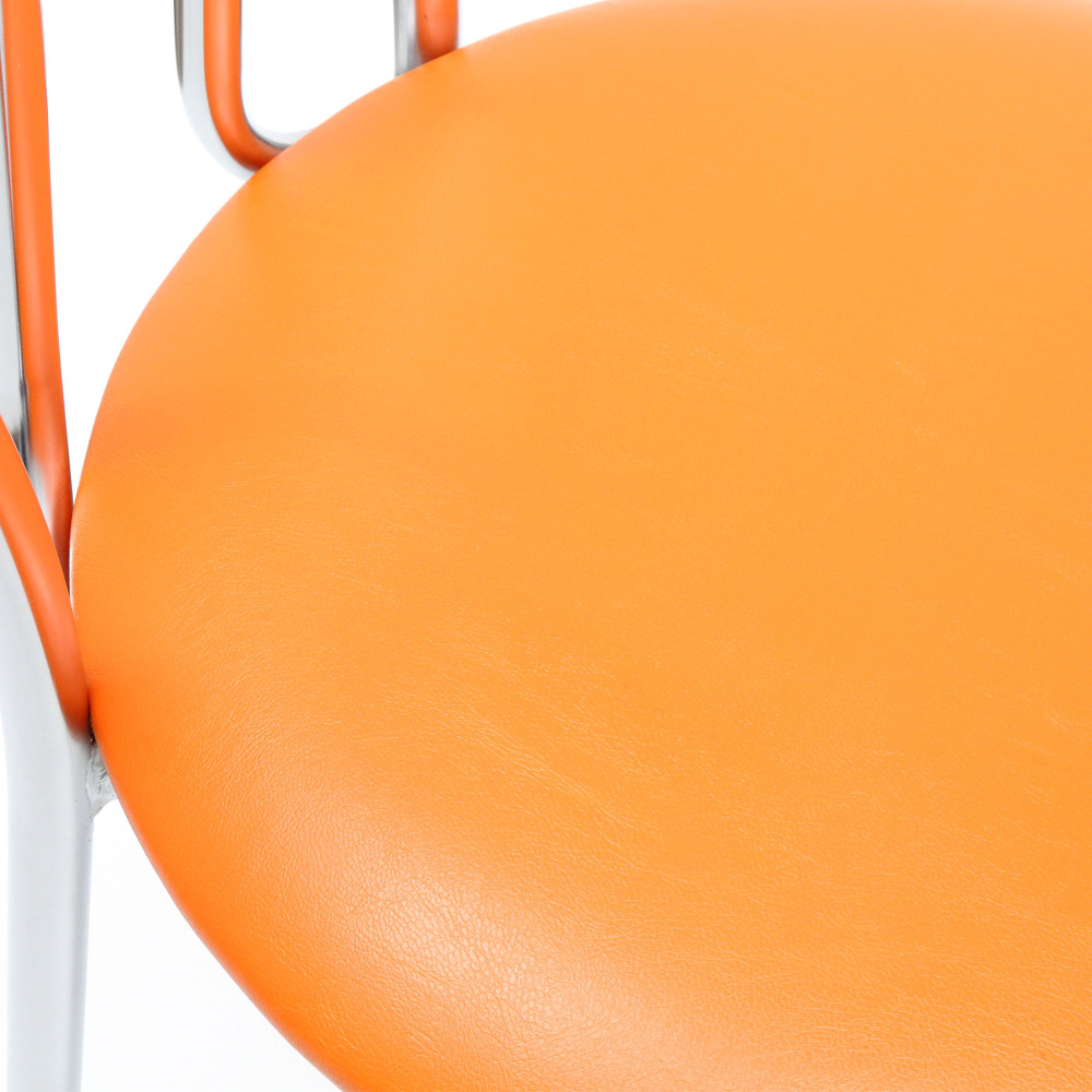 Scaun Tulip - cadru cromat - imitatie piele portocaliu - 21895 Scaun Tulip - cadru cromat - imitatie piele portocaliu - 21895