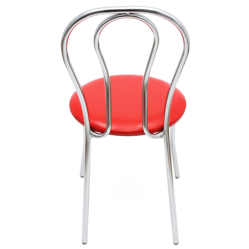 Scaun Tulip - cadru cromat - imitatie piele rosu - 21900 Scaun Tulip - cadru cromat - imitatie piele rosu - 21900