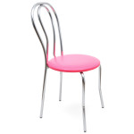 Scaun Tulip - cadru cromat - imitatie piele roz - 21896