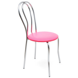 Scaun Tulip - cadru cromat - imitatie piele roz - 21896 Scaun Tulip - cadru cromat - imitatie piele roz - 21896
