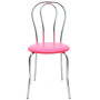 Scaun Tulip - cadru cromat - imitatie piele roz - 21896 Scaun Tulip - cadru cromat - imitatie piele roz - 21896