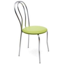 Scaun Tulip - cadru cromat - imitatie piele verde - 21899 Scaun Tulip - cadru cromat - imitatie piele verde - 21899