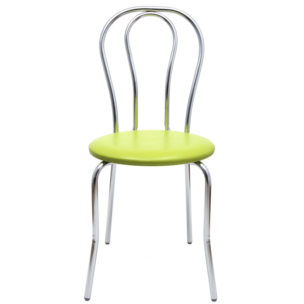 Scaun Tulip - cadru cromat - imitatie piele verde - 21899 Scaun Tulip - cadru cromat - imitatie piele verde - 21899