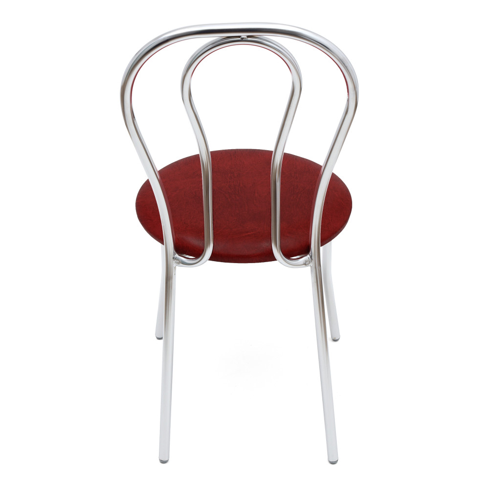 Scaun Tulip - cadru cromat - imitatie piele bordo - 21902 Scaun Tulip - cadru cromat - imitatie piele bordo - 21902