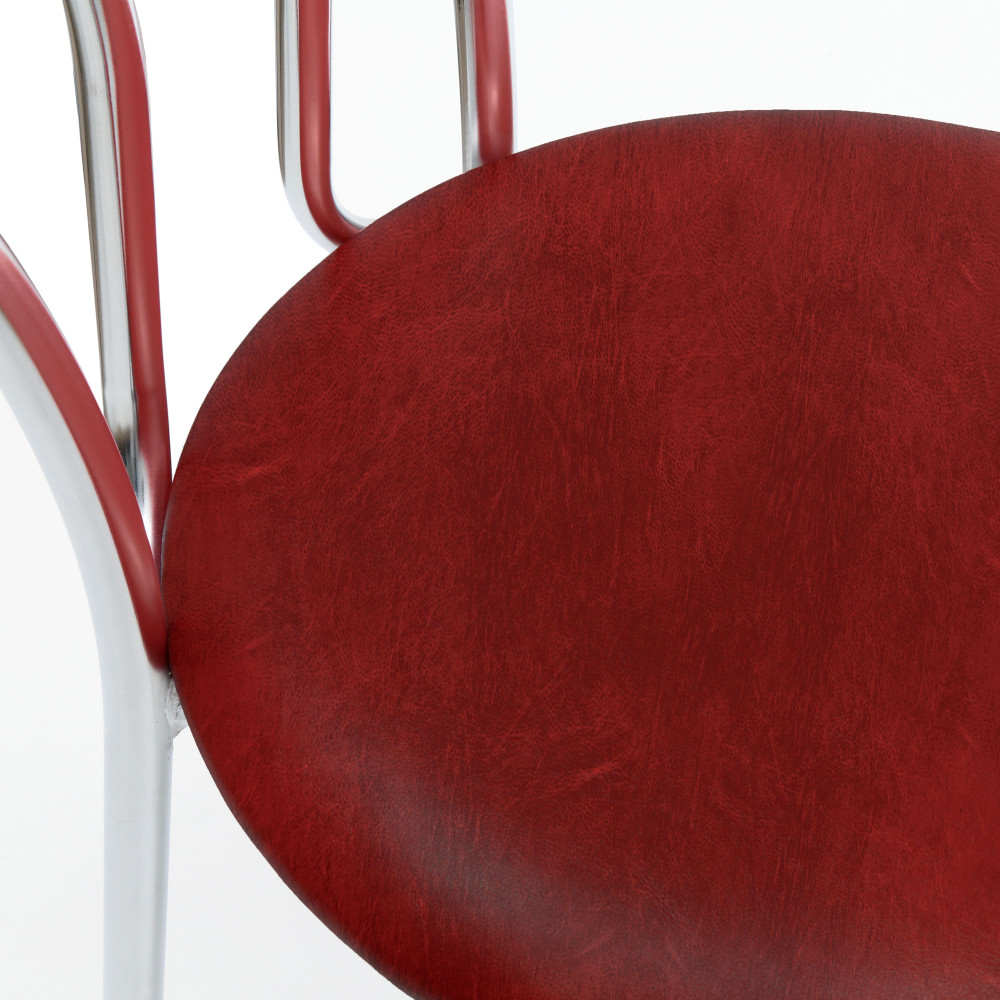 Scaun Tulip - cadru cromat - imitatie piele bordo - 21902 Scaun Tulip - cadru cromat - imitatie piele bordo - 21902