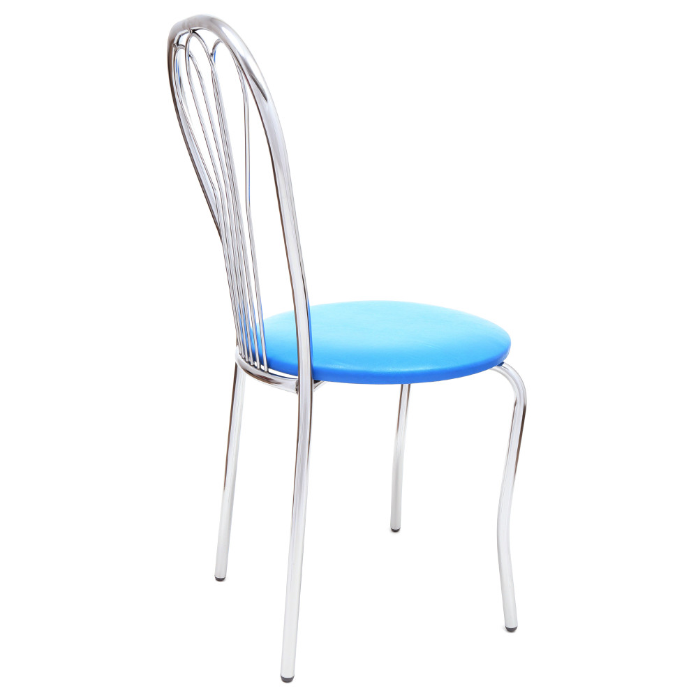 Scaun Vanessa - cadru cromat - imitatie piele albastru - 21898 Scaun Vanessa - cadru cromat - imitatie piele albastru - 21898
