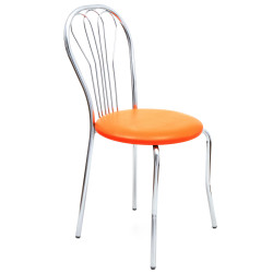 Scaun Vanessa - cadru cromat - imitatie piele portocaliu - 21895